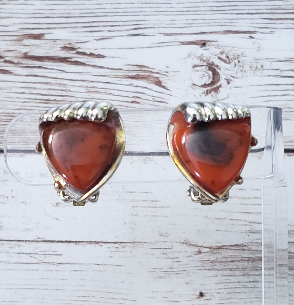 Vintage Clip On Earrings Unusual Earrings with Wave Like Halo